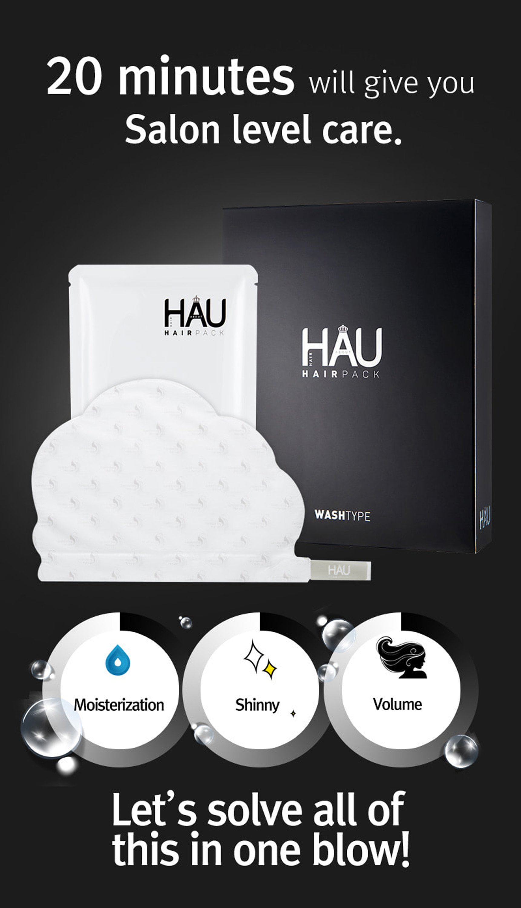 HAU Professional Hair Pack for dry damaged hair, showcasing the packaging and texture of the product.